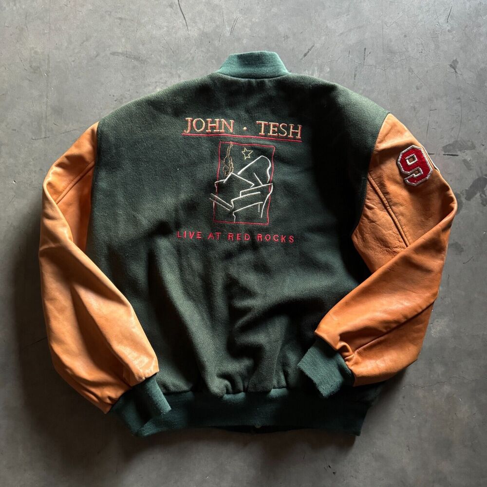 Vintage 90s John Tesh Live At Red Rocks Colorado Wool Leather Varsity Jacket